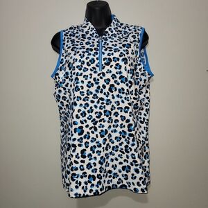Tail White and Blue Animal Print Blouse